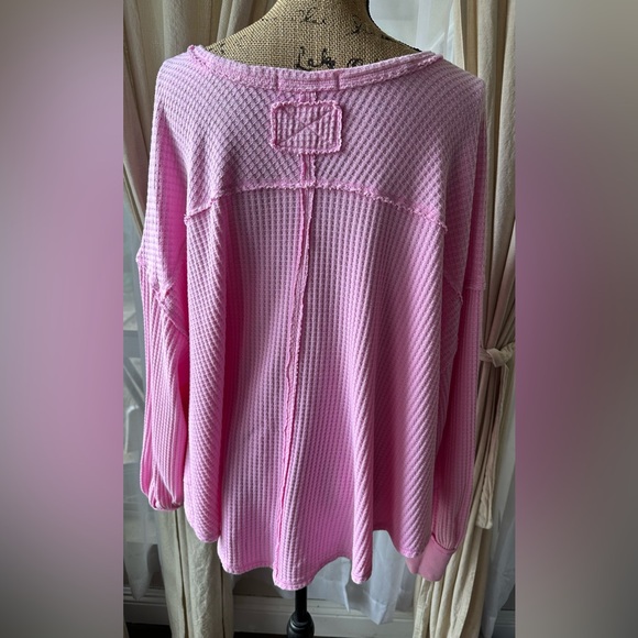 FREE PEOPLE CORALINE THERMAL Bubble Gum Pink - Picture 4 of 8